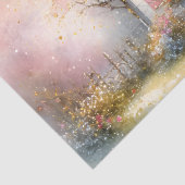 水彩画で描かれた花咲く春のカントリーホーム 薄葉紙 (詳細)