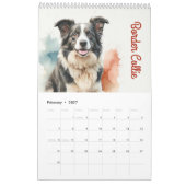 水彩画で描かれた12種類の愛らしい犬種カレンダー カレンダー (2月 2027)