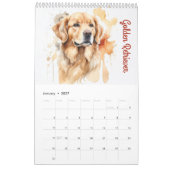 水彩画で描かれた12種類の愛らしい犬種カレンダー カレンダー (1月 2027)