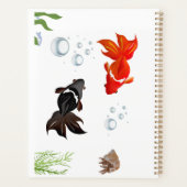 水彩画で描かれた2匹のかわいい魚が水中で踊る プランナー手帳 (裏面)
