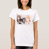 水彩画で描かれた3匹のかわいい子猫 Tシャツ (正面)