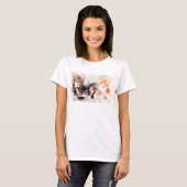 水彩画で描かれた3匹のかわいい子猫 Tシャツ (正面フル)