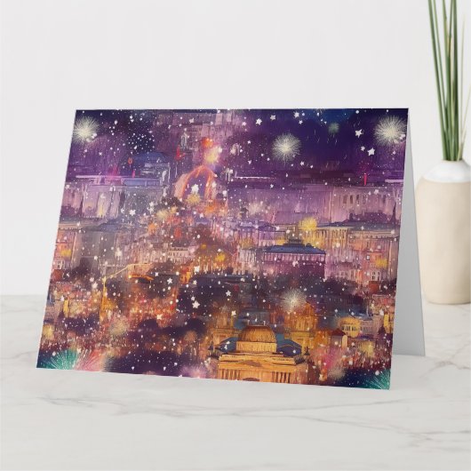 水彩画で描くクリスマスと新年のベルリン カード (正面)