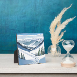水彩画で描くスキー場の冬の風景 フォトプラーク