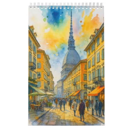 水彩画で描く世界の都市 2026 トラベルアート カレンダー (カバー)
