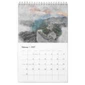 水彩画で描く世界の都市 2026 トラベルアート カレンダー (2月 2027)