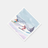 水彩画で描く冬の山 スキーの日 スタンダードカクテルナプキン (角)