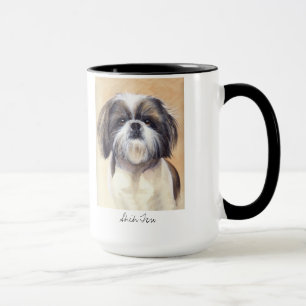 水彩画で絵を描かれるシーズー(犬)のTzuのポートレート マグカップ