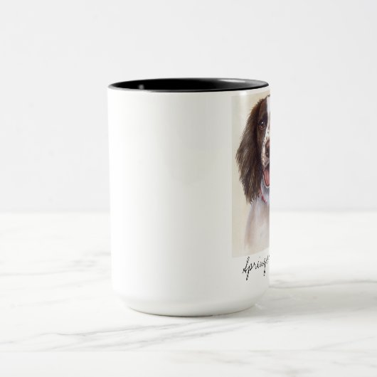 水彩画で絵を描かれるスプリンガースパニエル マグカップ (中央)