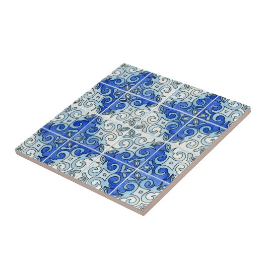 水彩画で絵を描かれる手によって切り分けられるタイルのデザイン タイル (側面)