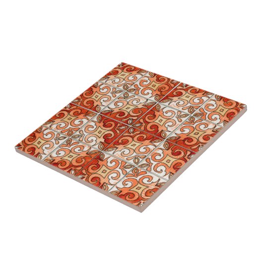 水彩画で絵を描かれる手によって切り分けられるタイルのデザイン タイル (側面)