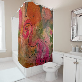 水彩画とインクかわいらし抽象芸術絵画の芸術 シャワーカーテン