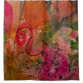 水彩画とインクかわいらし抽象芸術絵画の芸術 シャワーカーテン (正面)