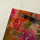 水彩画とインクかわいらし抽象芸術絵画の芸術 ビーチタオル (インサイチュ)