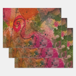 水彩画とインクかわいらし抽象芸術絵画の芸術 ラッピングペーパーシート
