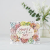 水彩画とインクパステルフローラアートマザーズデイ ポストカード (スタンド正面)