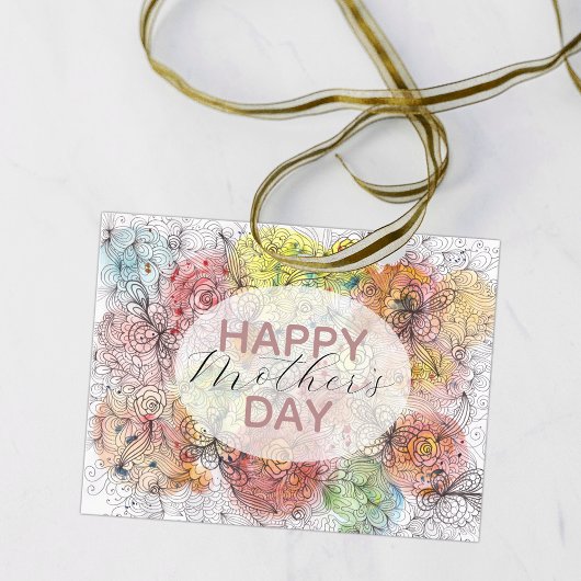 水彩画とインクパステルフローラアートマザーズデイ ポストカード