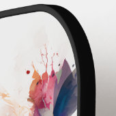 水彩画とインクピーコック ピックルボールラケット (左詳細)