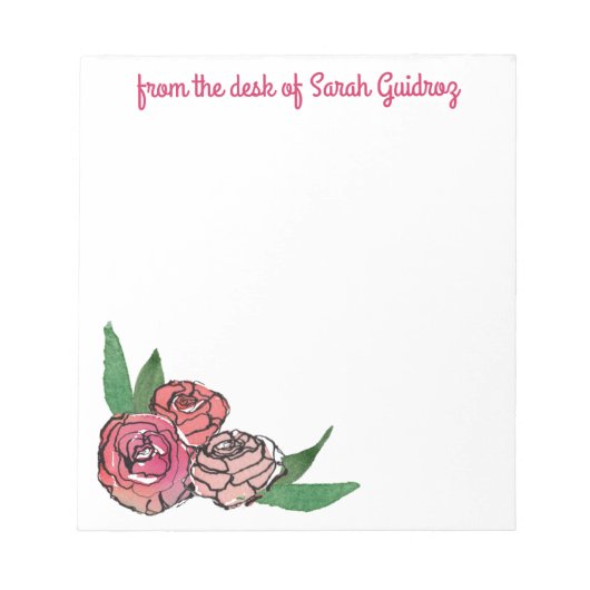 水彩画とインクフローラカスタムメモ帳 ノートパッド (正面)