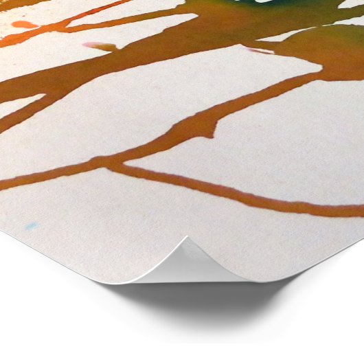 水彩画とインクルードツリーアートワーク ポスター (角)