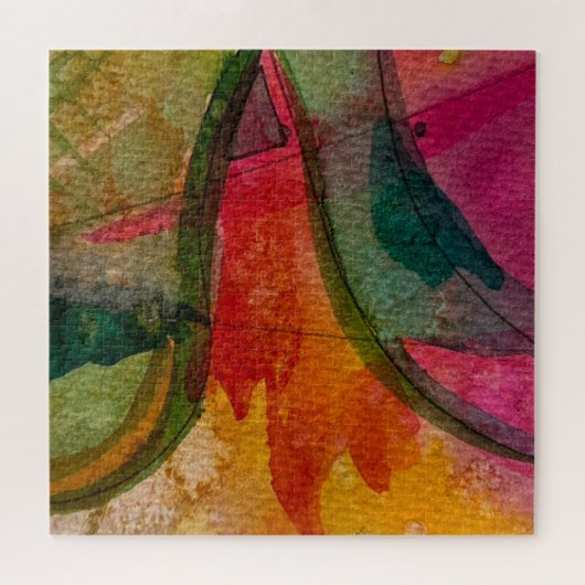 水彩画とインク抽象芸術表現芸術 ジグソーパズル (横)