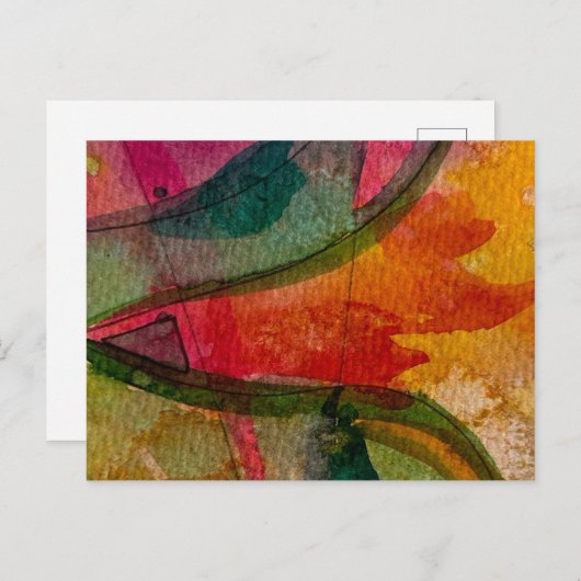 水彩画とインク抽象芸術表現芸術 ポストカード (正面/裏面)