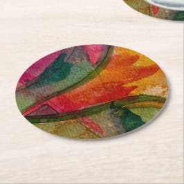 水彩画とインク抽象芸術表現芸術 ラウンドペーパーコースター