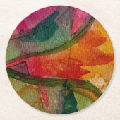 水彩画とインク抽象芸術表現芸術 ラウンドペーパーコースター (正面)