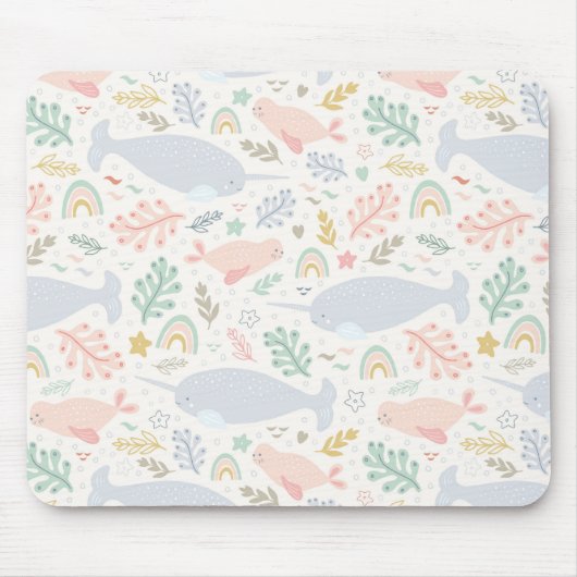 水彩画とシールパターン マウスパッド (正面)