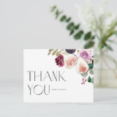 水彩画とバーガンディの花ありがとう ポストカード (スタンド正面)