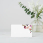 水彩画とベリーブルゴーニュフローラ結婚ズ プレイスカード (スタンド正面)