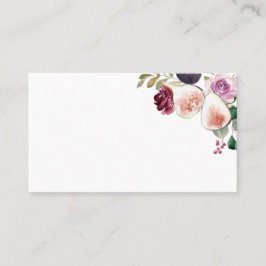 水彩画とベリーブルゴーニュフローラ結婚ズ プレイスカード