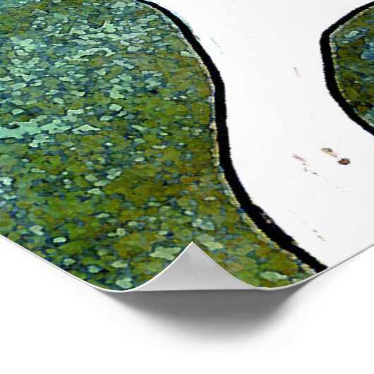 水彩画とペンとインクで4本の手彫り木 ポスター (角)