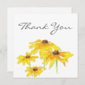 水彩画とペン黒目スーザン サンキューカード (正面/裏面)