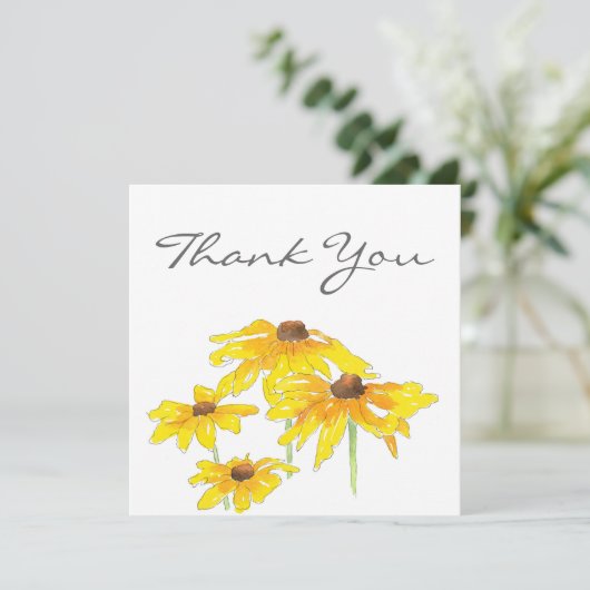 水彩画とペン黒目スーザン サンキューカード (スタンド正面)