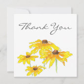 水彩画とペン黒目スーザン サンキューカード (正面)