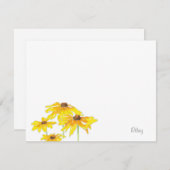 水彩画とペン黒目スーザン ノートカード (正面/裏面)