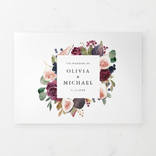 水彩画と秋の花結婚展 三つ折り招待状 (カバー)