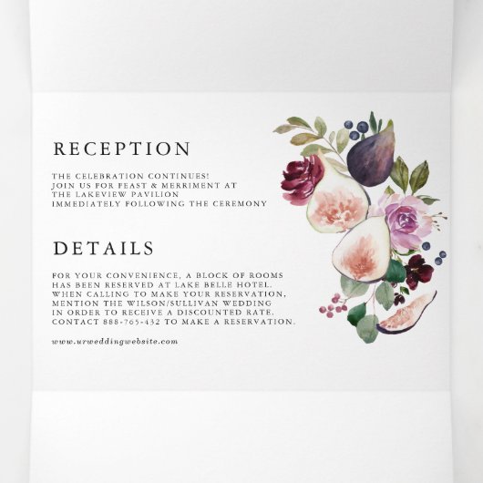 水彩画と秋の花結婚展 三つ折り招待状 (内部中)