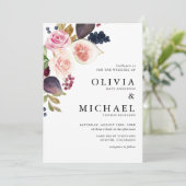 水彩画と秋の開花フローラ 招待状 (スタンド正面)