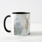 水彩画と鹿の冬のワンダーランド マグカップ (左)