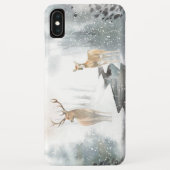 水彩画と鹿の冬のワンダーランド Case-Mate iPhoneケース (裏面)