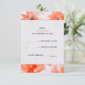 水彩画によってはコンテンポラリーな結婚RSVPカードが開花します 出欠カード (スタンド正面)