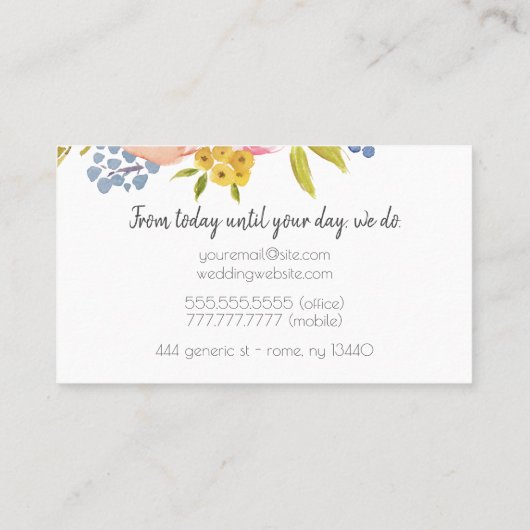 水彩画によってはフェミニンなエレガントが開花します 名刺 (裏面)