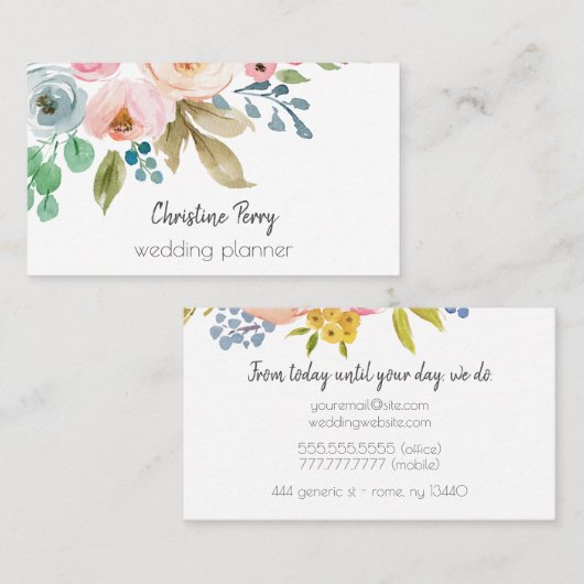 水彩画によってはフェミニンなエレガントが開花します 名刺 (正面/裏面)