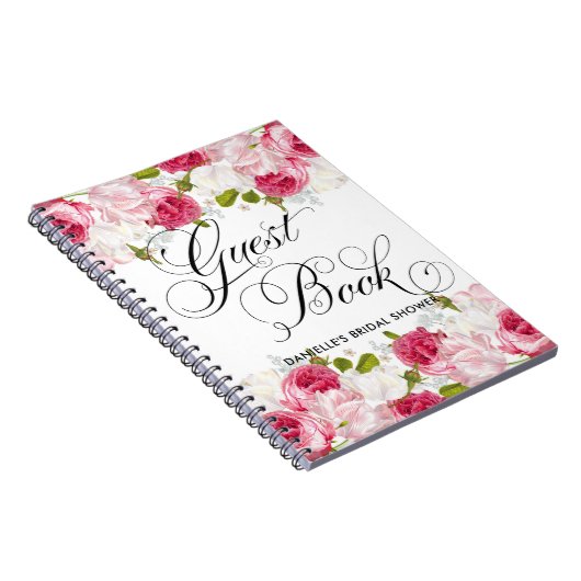 水彩画によってはブライダルシャワーの来客名簿が開花します ノートブック (右側)