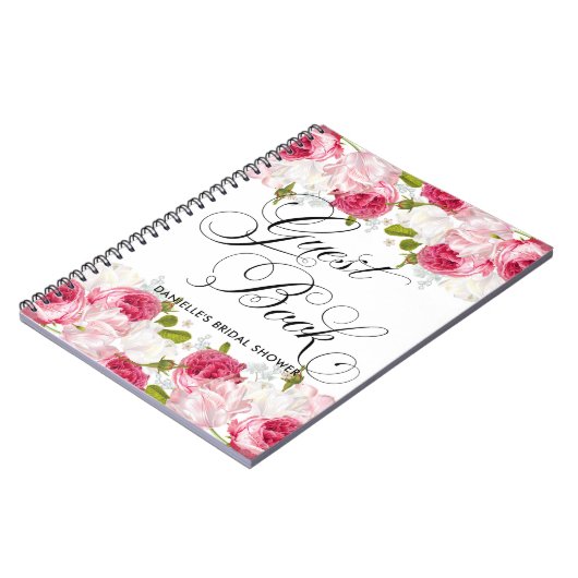 水彩画によってはブライダルシャワーの来客名簿が開花します ノートブック (左側)