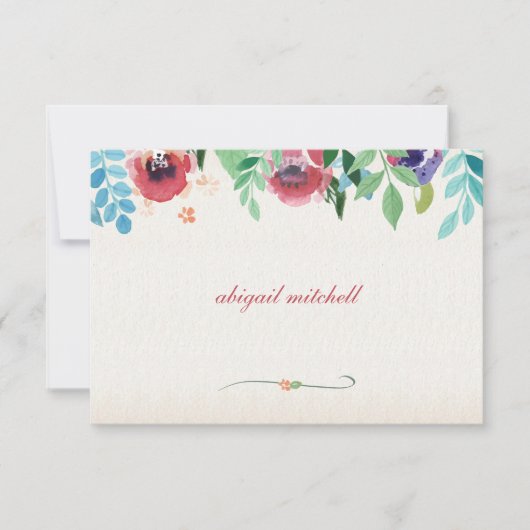 水彩画によってはメッセージカードが開花します 招待状 (正面)