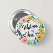 水彩画によっては名誉のある|結婚の|の婦人が開花します 缶バッジ (正面&裏面)
