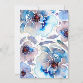 水彩画によっては青いBohoのリハーサルの夕食が開花します 招待状 (裏面)